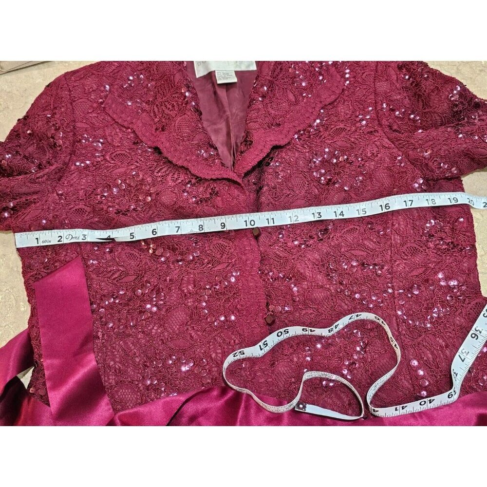 Women's Doncaster Sequined Jacket with Belt Berry/Burgundy Size 10 Elegant - Picture 5 of 9